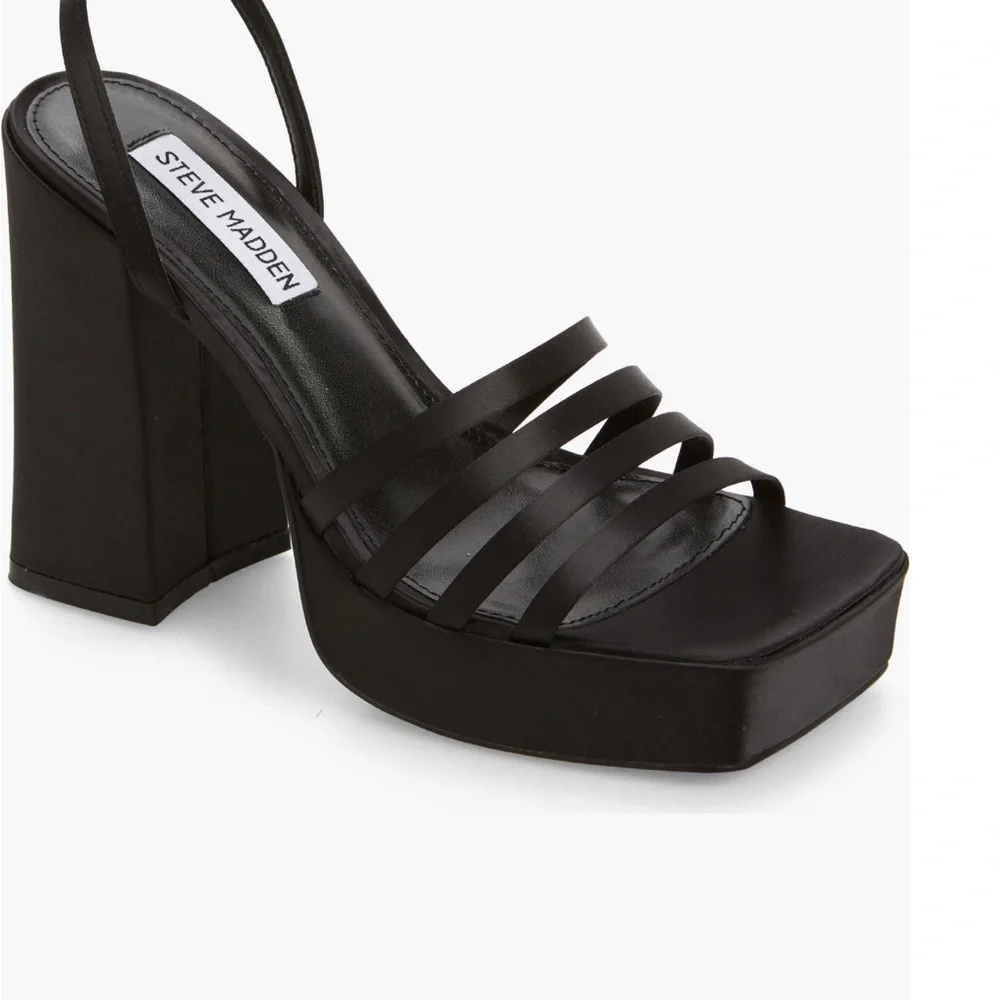 Steve Madden Heels Disco Black Platform Sandals New with Tags - Picture 8 of 15